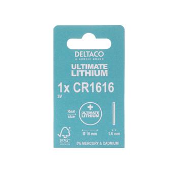 DELTACO Ultimate Lithium, 3V, CR1616 button cell, 1-pk (ULT-CR1616-1P)