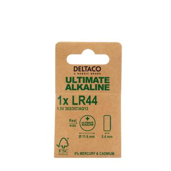 DELTACO Ultimate Alkaline, 1.5V, LR44 button cell, 1-pk (ULT-LR44-1P)