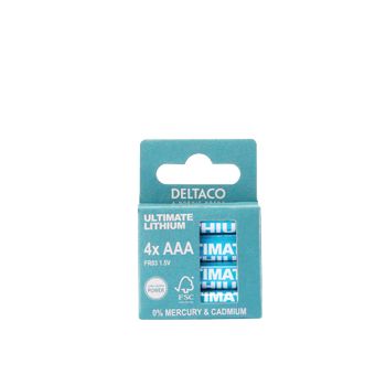 DELTACO Ultimate Lithium batteries,  1.5V, LR03/AAA size, 4-pack (ULT-R03LI-4P)