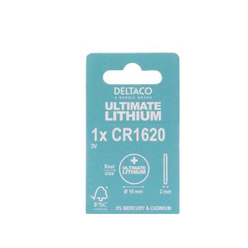 Deltaco Ultimate Lithium, 3V, CR1620 button cell, 1-pk (ULT-CR1620-1P)