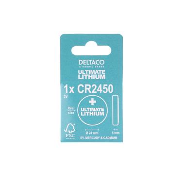 DELTACO Ultimate Lithium, 3V, CR2450 button cell, 1-pk (ULT-CR2450-1P)