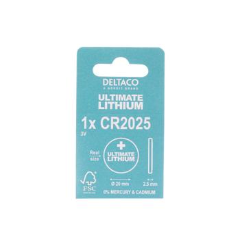 DELTACO Ultimate Lithium, 3V, CR2025 button cell, 1-pk (ULT-CR2025-1P)