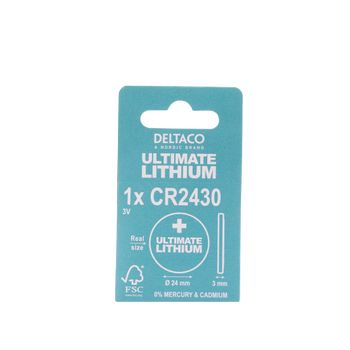 DELTACO Ultimate Lithium, 3V, CR2030 button cell, 1-pk (ULT-CR2430-1P)