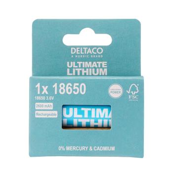 Deltaco Ultimate Lithium, 3.6V, 18650, 1-pk (ULT-18650-1P)