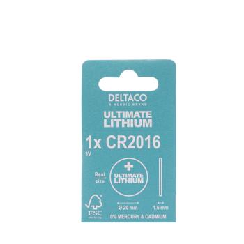 DELTACO Ultimate Lithium, 3V, CR2016 button cell, 1-pk (ULT-CR2016-1P)