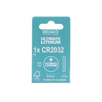 DELTACO Ultimate Lithium, 3V, CR2032 button cell, 1-pk (ULT-CR2032-1P)