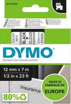 DYMO teksttape D1 45010 12mm Sort/Klar (45010)