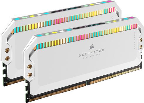 CORSAIR DOMINATOR PLATINUM RGB 32GB 2x16GB DDR5 6200MHz DIMM Unbuffered 36-39-39-76 OC PMIC XMP 3.0 White Heatspreader RGB LED 1.3V (CMT32GX5M2X6200C36W)
