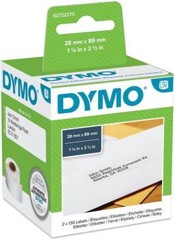 DYMO LabelWriter Standard Address Label 28x89mm 130 Labels Per Roll White (Pack 2) - S0722370 (99010)