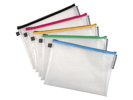 EXACOMPTA Oppbevaringslomme plast glidelås A4 ass (34150E*10)