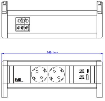 BACHMANN DESK 2xCEE7/3 1xUSB A/C 22W (902.0290)