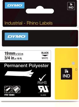DYMO Tape RhinoPRO Perm Polyester 19mm Svart/ Hvit (S0718220)