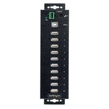 STARTECH 10-Port Industrial USB 2.0 Hub Rugged USB Hub w/ESD Level 4 Protection DIN/ Wall/ Desk Mountable USB-A HUB Multiport USB (USB210AIND-USB-A-HUB)