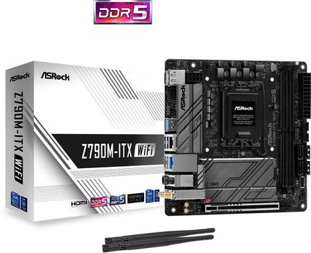 ASRock Z790M-ITX WiFi, mITX, LGA1700 2x DDR5, 2x M.2 PCIe 4.0, 2x USB 3.2 Type-C, 2.5GbE, Wi-Fi 6E, BT5.3 (90-MXBKE0-A0UAYZ)