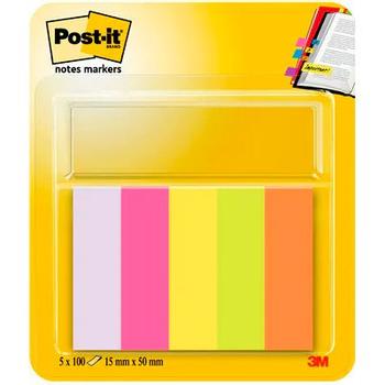 POST-IT Note Paper Index Flags Repositionable 15x50mm 5x100 Tabs Assorted Colours (Pack 500) 7100172770 (7100172770)