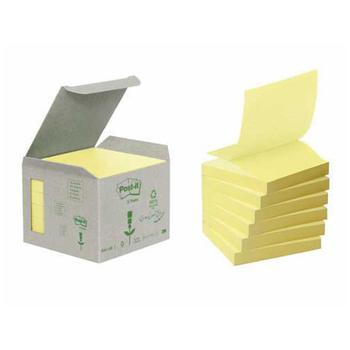 POST-IT Z-Notes Gul 76x76mm 100% genbrug Tårn m. 6 blokke (R330-1B)