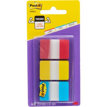 POST-IT Index Flags Strong Repositionable 25x38mm 3x22 Tabs Red Yellow Blue (Pack 66) 686-RYB - 7000146810 (7000146810)