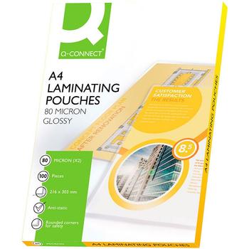 QConnect lamineringslomme A4 Pk/100 stk k/k 80 mic (KF04114)