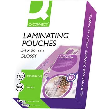 QConnect lamineringslomme Pk/100 stk k/k 125 mic 54x86mm (KF01203)