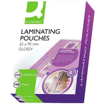 QConnect lamineringslomme Pk/100 stk k/k 125 mic 65x95mm (KF01213)