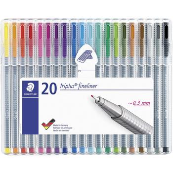STAEDTLER Triplus Fineliner Pen 0.8mm Tip 0.3mm Line Assorted Colours (Pack 20) - 334SB20 (334SB20)