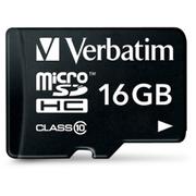 VERBATIM Memory Card 16GB Micro SDHC m/adapter