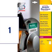 AVERY Etiket L7917 laser Hvid modstandsdygtige/elastiske 210x297mm Pk/10