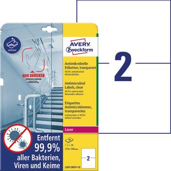AVERY Antimikrobielle etiketter 210x148mm transparent (20) (L8012-10)