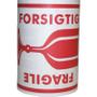 BNT Etiket Forsigtig/Fragile 150x210mm rød/hvid, 250/rl.