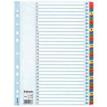ESSELTE Register Mylar A4 1-31 Farvede faner (100164*10)