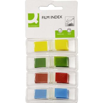 QConnect Indexfaner Smalle 12, 5x43, 2mm 4x35 stk. 4 farver Rød, blå, gul & grøn (KF03631)