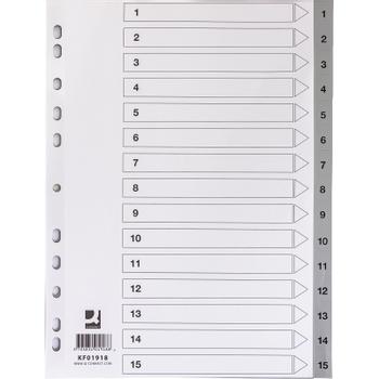 QConnect Register A4 1-15 Grå Plast (KF01918)