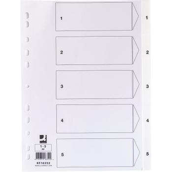 QConnect Register A4 1-5 Hvid Plast (KF16352)