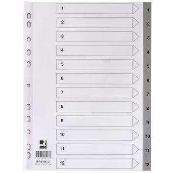 QConnect Register A4 1-12 Grå Plast (KF01917)