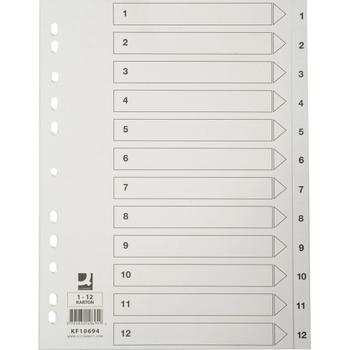 QConnect register 1-12 Hvid A4 karton (KF10694)