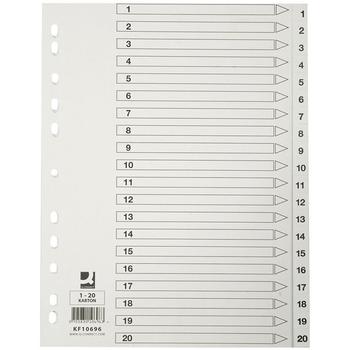 QConnect register 1-20 Hvid A4 karton (KF10696)