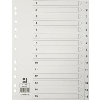 QConnect register 1-15 Hvid A4 karton (KF10695)