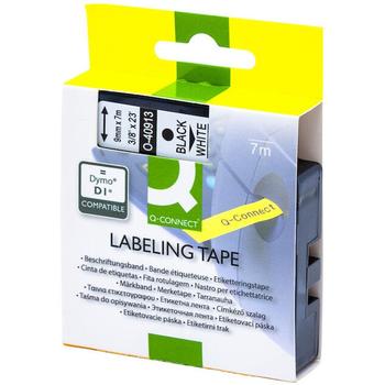 QConnect tapekassette D1 Sort/hvid 9 mm x 7 mtr 40913 (KF18792)