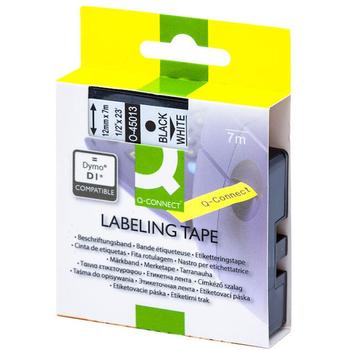 QConnect tapekassette D1 Sort/hvid 12 mm x 7 mtr 45013 (KF18793)