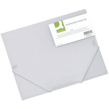 QConnect Elastikmappe Folio Transp PP m. 3 klapper Klar (KF02315)