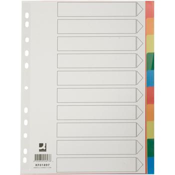 QConnect faneblade 10-delt Flerfarvet A4 plast (KF01897)