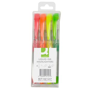 QConnect Tekstmarker Liquid  etui med 4 farver (KF16127)
