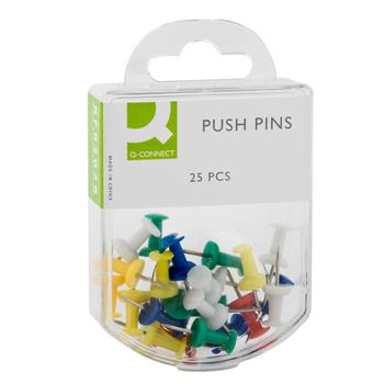 QConnect Kortnåle Push-pin ass.farver 25 stk (KF02029)