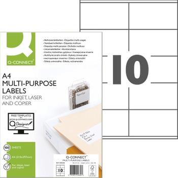 QConnect Etiket 105x57mm  Hvid 10 stk på et ark 100 ark (KF10658)