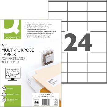 QConnect Etiket 36x70mm Hvid 24 stk på et ark 100 ark (KF10646)