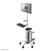 Neomounts by Newstar FPMA-MOBILE1800 Mobile Workplace Floor Stand Monitor Keyboard/Mouse And PC Silver