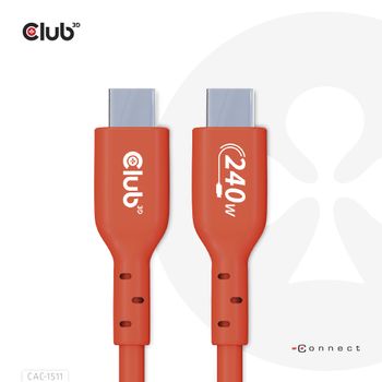 CLUB 3D USB2 Type-C Bi-Directional USB-IF Certified Cable Data 480Mb PD 240W 48V/5A EPR M/M 1m/3.23 ft (CAC-1511)