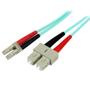 STARTECH 1m 3ft LC/UPC to SC/UPC OM3multimode Fiber Optic Cable Full Duplex 50/125um Zipcord Fiber Cable 100G LSZH Fiber Patch C