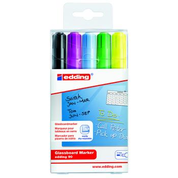 * Glassboard Marker Edding 90 5 ass.farver t/lyse tavler (706748)