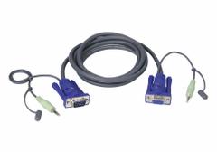 ATEN N 2L-2402A - Video / audio cable - HD-15 (VGA), mini jack (M) to HD-15 (VGA), mini jack (M) - 1.8 m - for ATEN VS-0116, VS1601, VanCryst VE170Q, Video Matrix Switch VS-0202, VS-0204, VS-0404